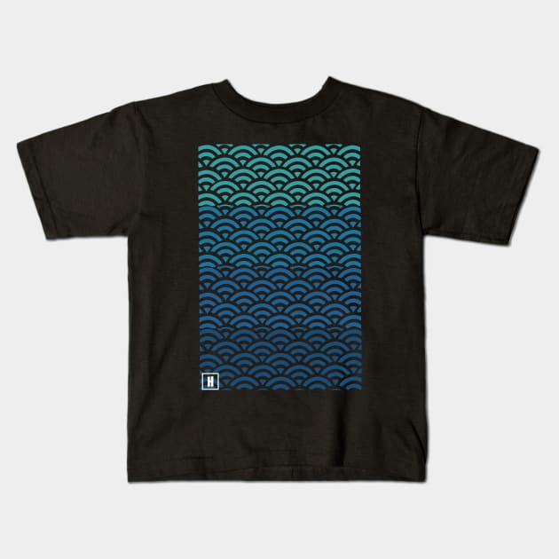 Retro Japanese Clouds Pattern RE:COLOR 12 Kids T-Shirt by HCreatives